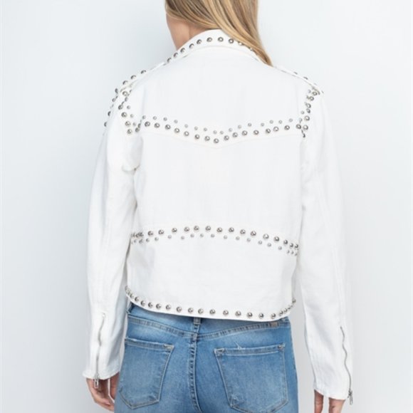 White Denim Studded jacket - Picture 8 of 15